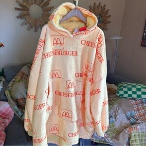 McDonald's Cheeseburger Fleece Blanket Hoodie Comfy NWT